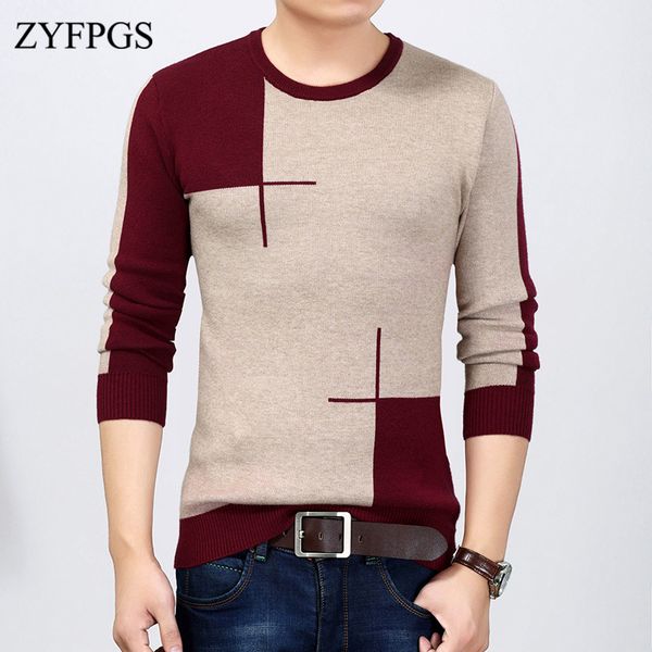 

zyfpgs 2018 new winter men's korean thick sweaters round neck woole knitted pullover wild jumper for man bottoming sweater 914, White;black