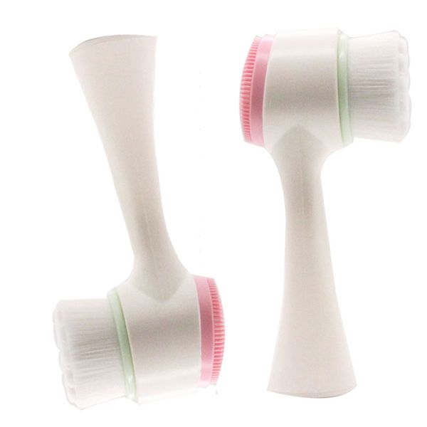 

double-sided face cleansing brush soft silicone facial deep pore cleaning brush anti-bacteria exfoliating face massage skincare