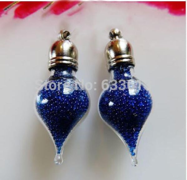

100pieces water drop shape glass vial pendant glass pendant charms mini wishing bottle handmade fashion jewelry findings, Black