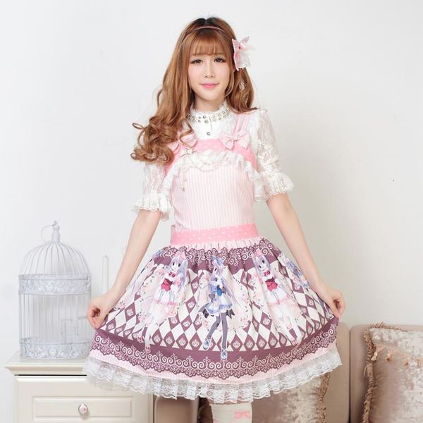 

jsk lolita cute lolita costume back strap patterns lovely print jsk pink, Black;red