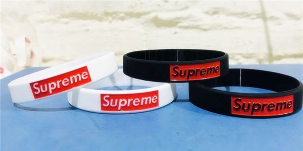 

wholesale - 100pcs fashion fashion collocation supr silicone bracelet wristband surf lots mix order bracelet gift ing, Black