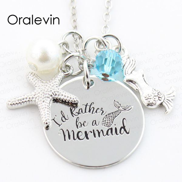 

Оптовая я предпочел бы быть русалка выгравированы Русалка шкала кулон подвески о