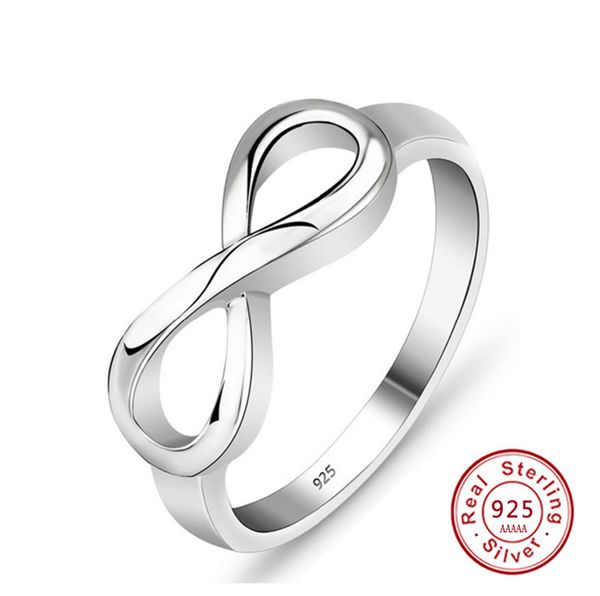 

925 sterling silver infinity ring eternity ring charms friend gift endless love symbol fashion rings for women jewelry, Slivery;golden