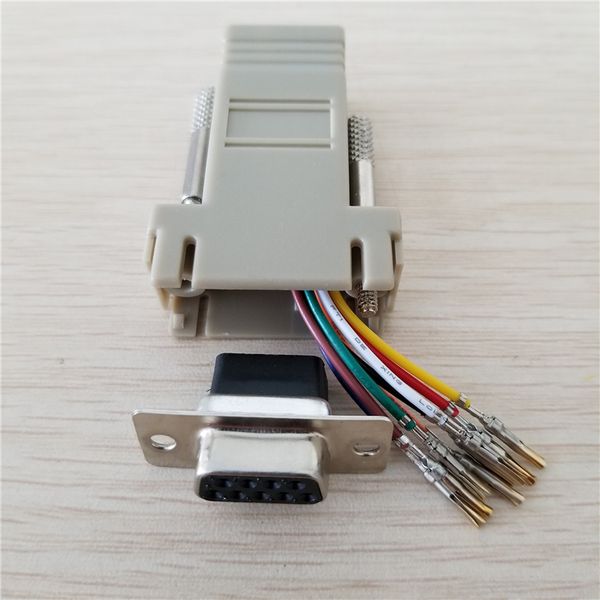 

10pcs/lot rj45 female to db9 rs232 female com port modular adapter extender