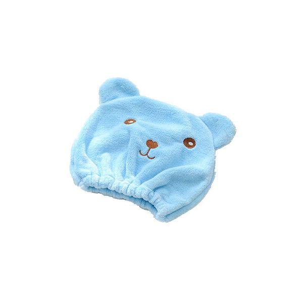 

cute cartoon bear bath towel hair dry hat shower cap strong absorbing drying long - velvet ultra -soft children 's dry hair cap