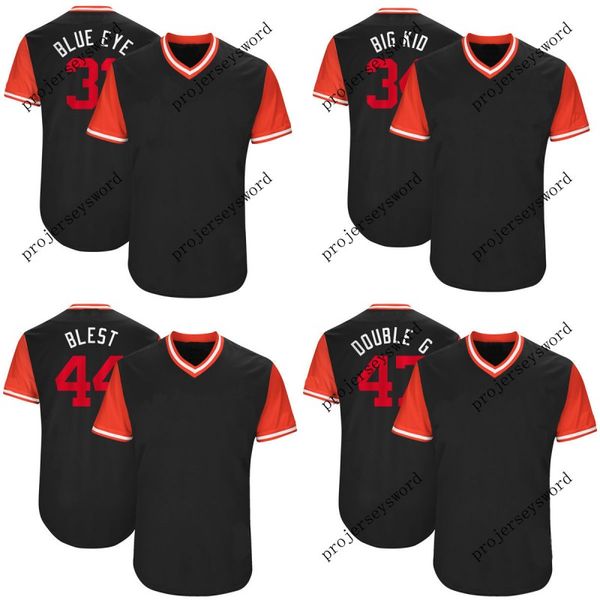 

Washington 34 Bryce Harper Big Kid 37 Stephen Strasburg Stras 47 Gio Gonzalez DoubleG 2017 Players' Weekend Baseball Jerseys