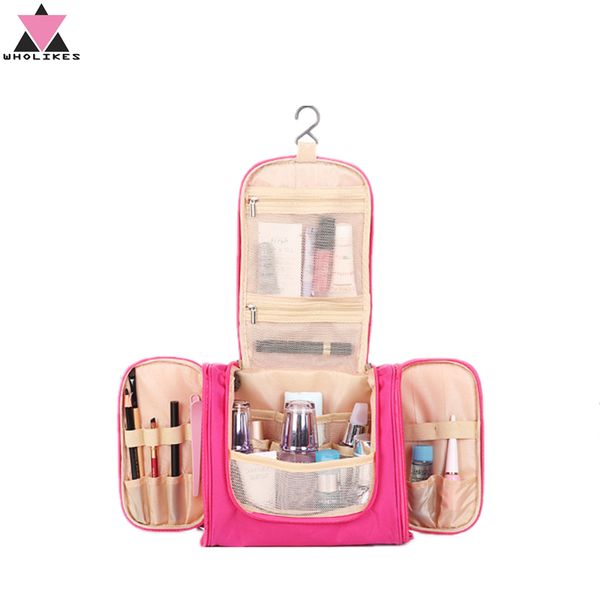 

wholkies 2018fashion travel portable storage bag / hanging portable double open wash bag / women travel waterproof cosmetic