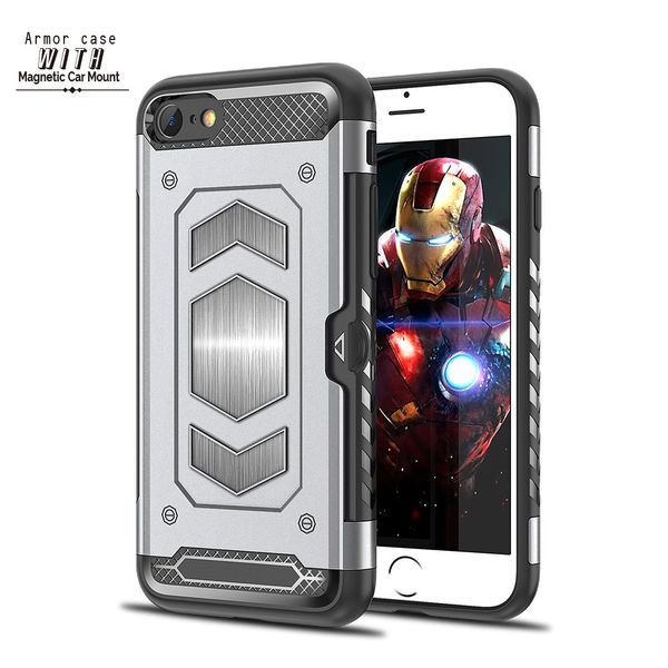 

new arrival for iphone 7 phone cases slim dual layer wallet design magnetic car mount phone case for note 9 armor case