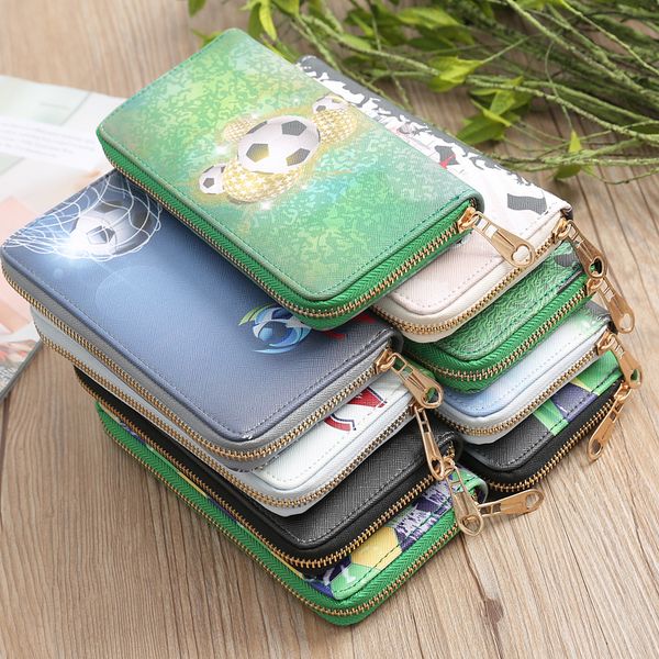 

14pcs 2018 new football world cup soccer wallet creative gifts hand ms. card package mobile phone bag, Red;black