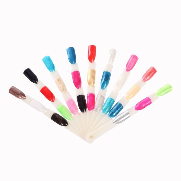 

50pcs 3 knots nail art tips polish uv gel color display fan designs transparent nature false nails practice palette nails tools, Red;gold