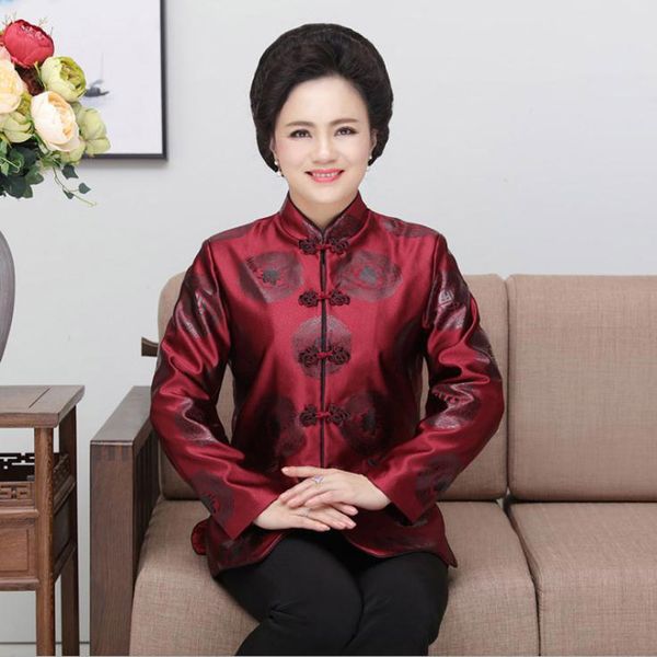 Elder Ladies Abbigliamento Donna Tang Suit Giacca cappotto spesso tradizionale cinese Parka invernale Abbigliamento di compleanno Regalo di capodanno cinese