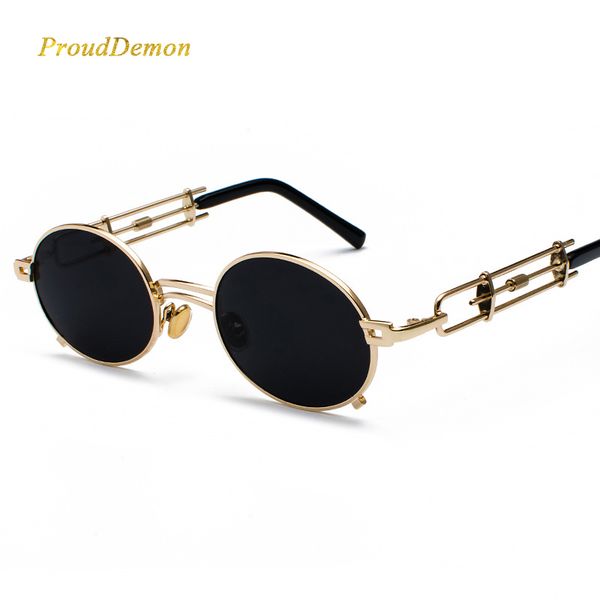

prouddemon 2018 new steampunk sunglasses women men retro brand oval sun glasses fashion eyewear oculos uv400, White;black