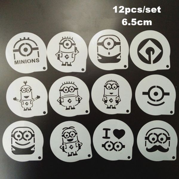 

12pcs/set cartoon latte coffee stencils cake mold fondant cookies baking tools art diy tools d06