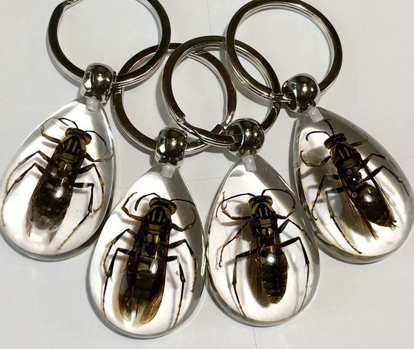 

yqtdmy 24 pcs vogue cute bee insect design lucid drop keychain, Slivery;golden
