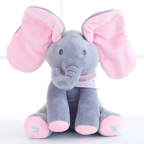 

30cm electrical elephant plu h toy elephant play hide and eek fine cartoon elephant man kid gift child toy