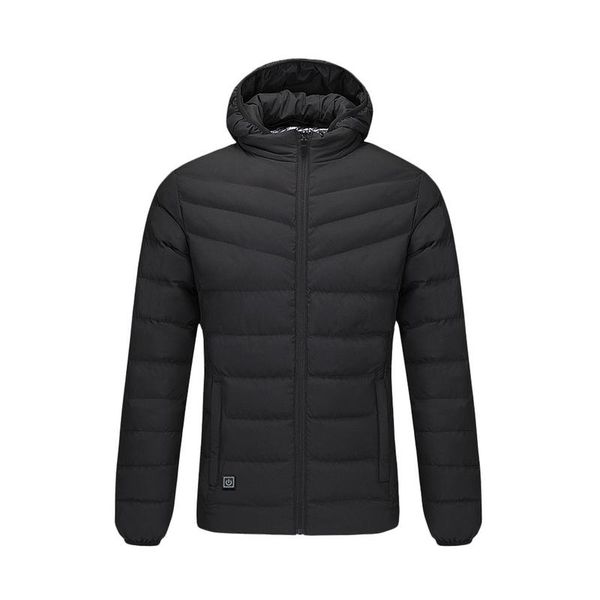 

2018 outdoor electric heating jackets men women feather down cotton heated coats winter thermal warm hooded clothing windproof, Blue;black