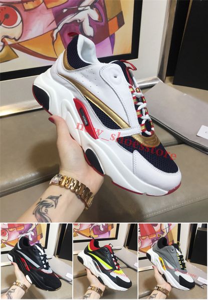 

women's men's designer shoes sneaker luxury d leather comfortable casual b22 trainer walking knit meshu up shoes, Black