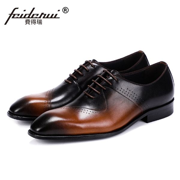 

luxury man formal dress carved brogue shoes genuine leather handmade wedding party oxfords men's medallion footwear ss324, Black