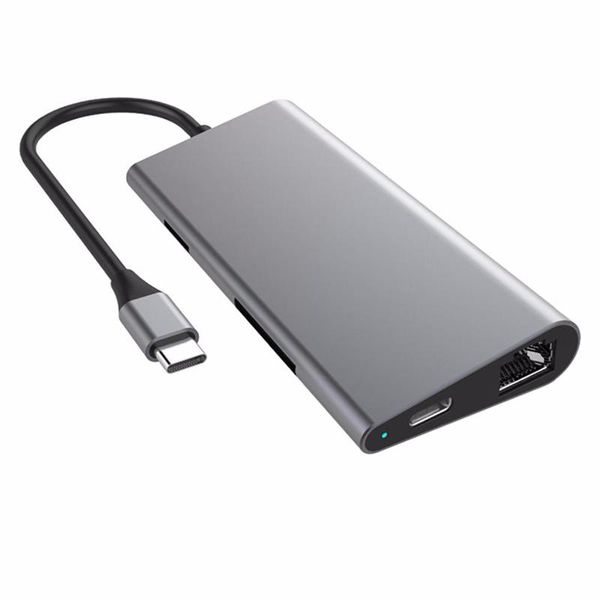 

Многофункциональный 8 в 1 USB-C концентратор Triple USB 3.0 HUMI Video SD TF Card Reader RJ45 Ethernet адаптер