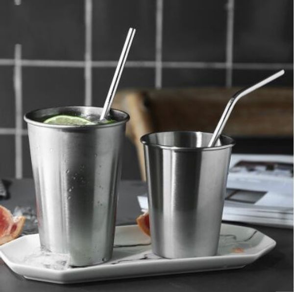 

reusable drinking straw 304 stainless steel metal straw with environmental cleaner brush for mugs