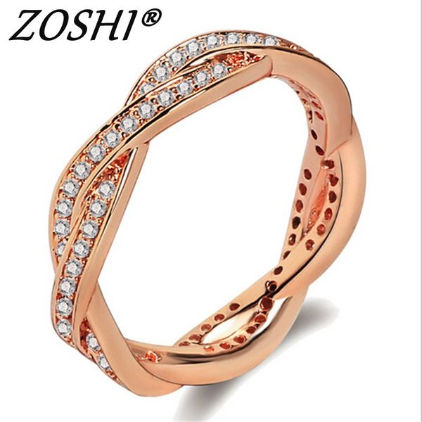 

zoshi zircon engagement rings for women rose gold silver color wedding rings female anel austrian crystals jewelry quality, Slivery;golden