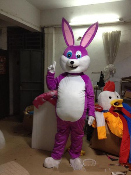 2018 Roxo coelho traje da mascote bonito dos desenhos animados fábrica de roupas personalizado personalizado adereços adereços andando bonecas roupas de boneca