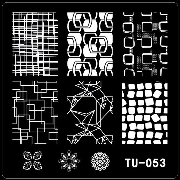 

regular geometric patterns nail stamping plates printing template image plate stencil nails tool tu-053, White