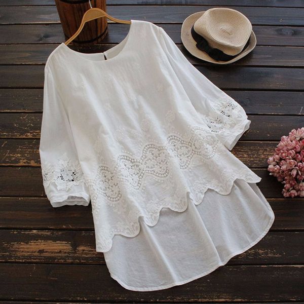

mori girl women floarl lace blouse casual spring summer embroidery shirt female white blusa blouses u648