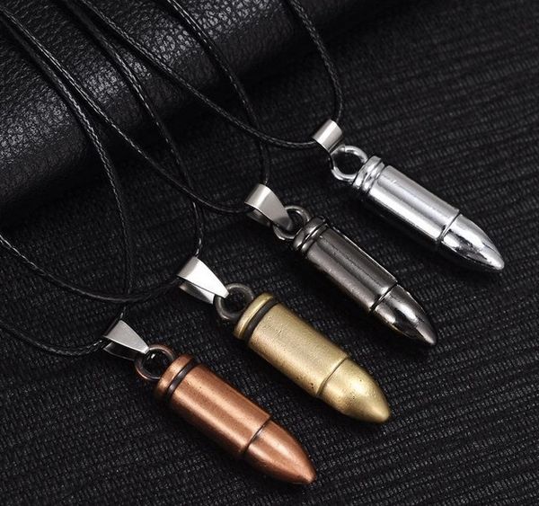 

men pendant jewelry leather titanium bullet women necklaces chain necklace shipping steel