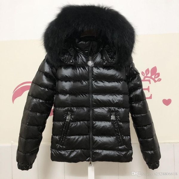 

women winter jacket ladies real fox fur collar duck down inside warm coat femme with all the tag and label 660, Black