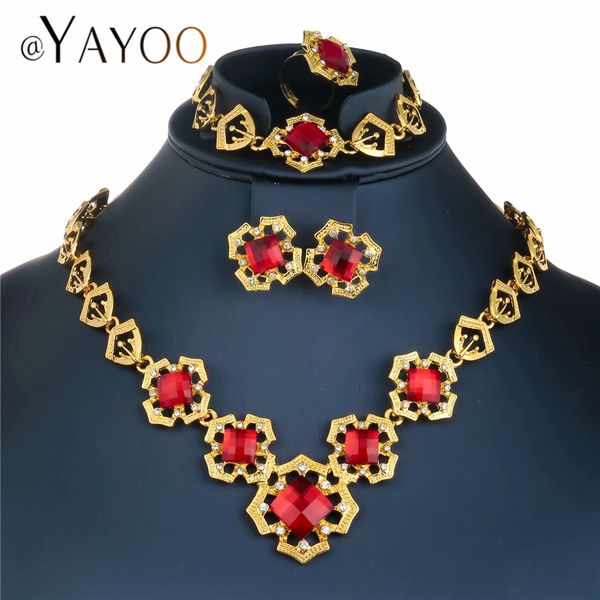 

ayayoo gold turkish jewelry for women vintage nigerian wedding african beads jewelry set crystal accessories, Silver