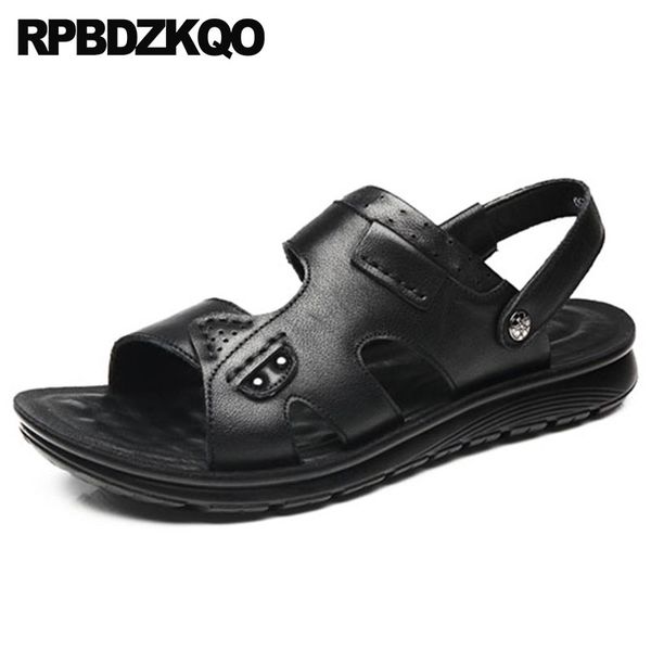 

slides outdoor sport native slippers stud sneakers rivet designer shoes men brown sandals leather summer fashion, Black
