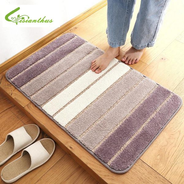 

60*90cm anti-skid fluffy shaggy door mats home room striped carpet floor mats bedroom bathroom floor door mat shag rugs