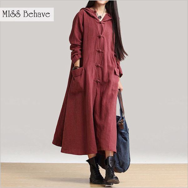 

miss behave loose cotton long trench coat cardigan hooded outwear, Tan;black