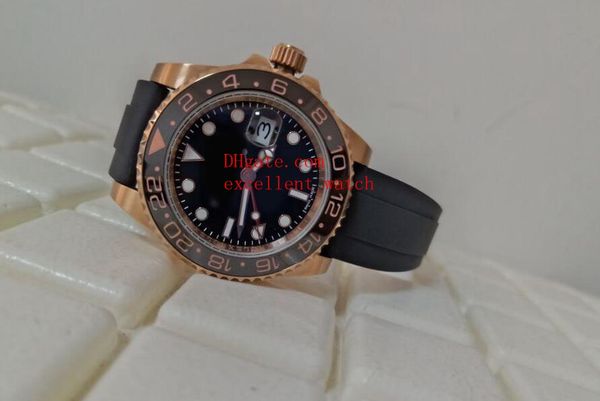 

2018 luxury watches 40 mm 116710ln 116713 ln 18k rose gold ceramic bezel black dial asian 2813 automatic mechanica rubber s, Slivery;brown