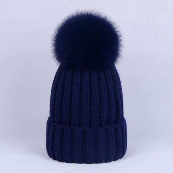 

women fur pompon skullies 100% natural fox fur pompom hats caps real pom poms big ball pompon for skullies accessories, Blue;gray