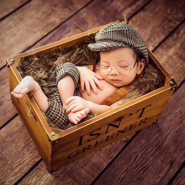 

Младенческой Baby Boy Casquette Cap Маленький Джентльмен Наряд Новорожденных Фотографии Реквизит Новорожденных Плед Костюм Ребенка Фотосессия Аксессуары