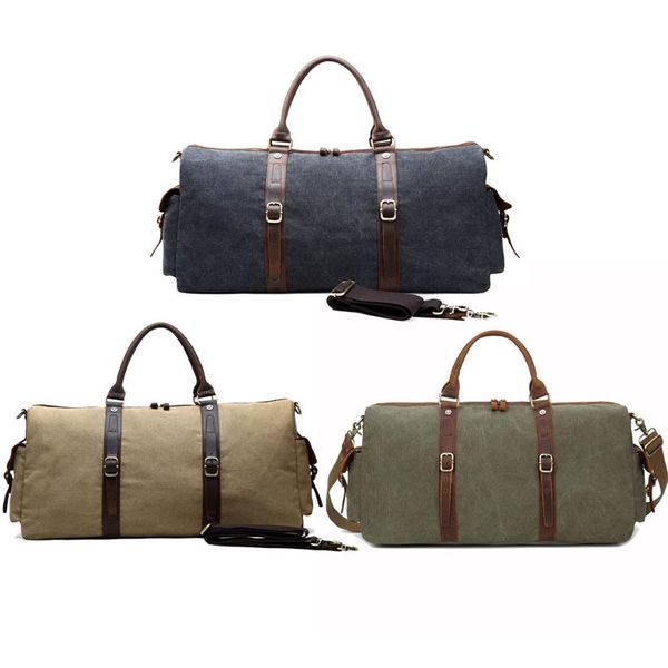 

Vintage Canvas Leather Men Travel Bags Carry On Luggage Bags Men Duffel Bags Travel Tote Large Weekend Hiking Bag Free Shipping G158S