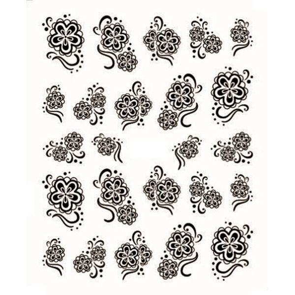

white black nail stickers water transfer decals lace flowers for nail art decoration manicure