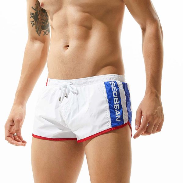 

seobean plus size running shorts men gym exercise workout training athletic shorts beach short bermuda homens with mesh lining, Black;blue