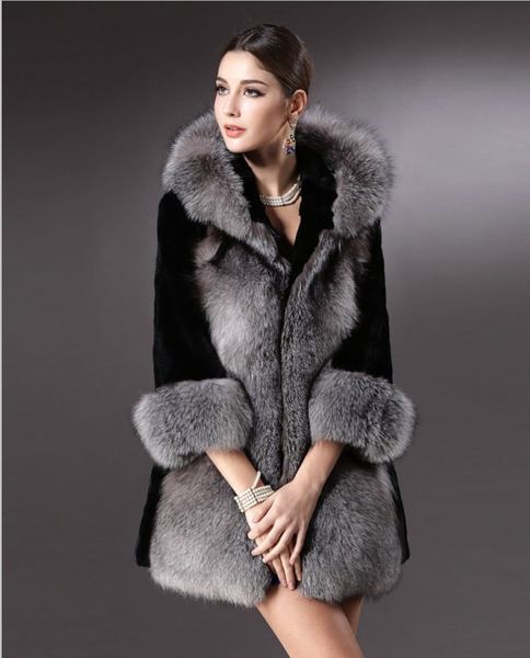 Donne invernali Plus Size Fuce Furx Fashion Long Jackets Wholesale Silver Fox Fur Paot Outwear per donne