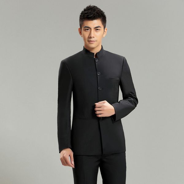 

custom made groom mens suit tuxedo groomsmen mandarin lapel men suits for wedding 2017 man tern mascuolino (jacket+pants+tie, White;black