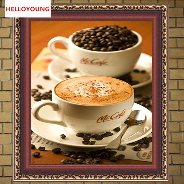 

diy 5d diamond embroidery the romantic coffee round diamond painting cross stitch kits diamond mosaic home decoration