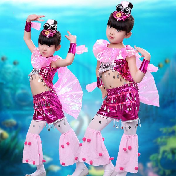 

performance suits fish group performance clothing animal children classical dance clothing, Blue
