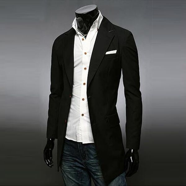 

2015 fashion trench coat men men's single breasted long casual suit collar windbreaker jacket, Tan;black