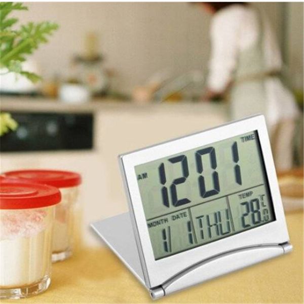 

practical digital lcd display thermometer calendar alarm clock flexible cover desk clock desk & table clocks