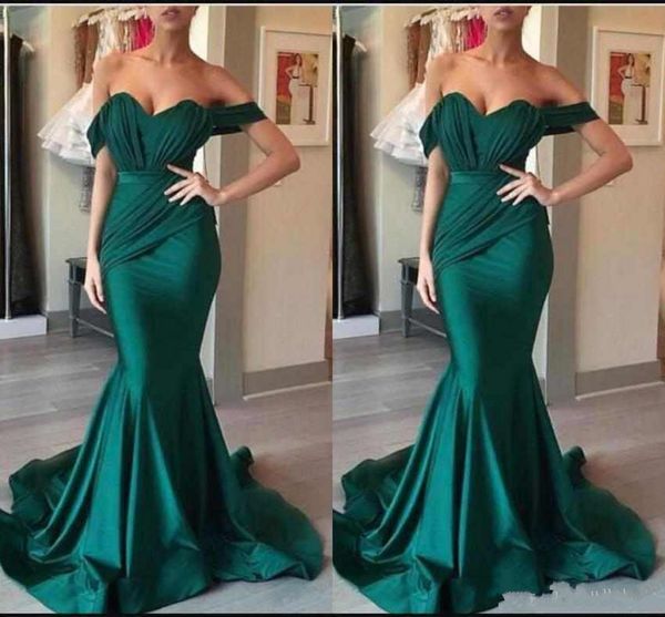 

2018 New Satin Off The Shoulder Mermaid Long Evening Dresses Sleeveless Formal Prom Party Wear Gowns Custom Made, Black;red