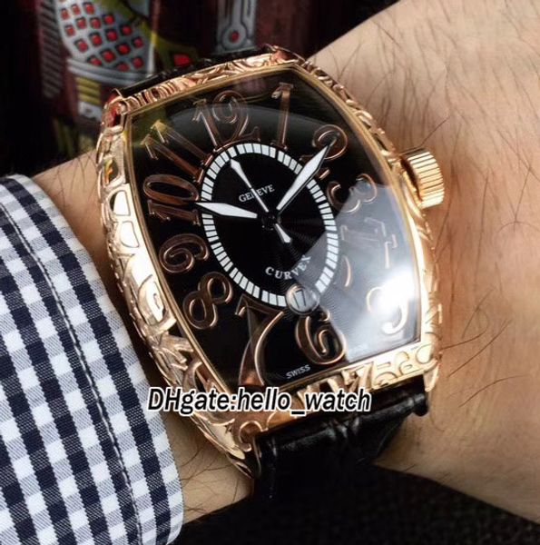 A buon mercato Nuovo 4 colori CURVEX quadrante nero automatico orologio da uomo in oro rosa incrinato orologi cassa cinturino in pelle orologi da polso di alta qualità