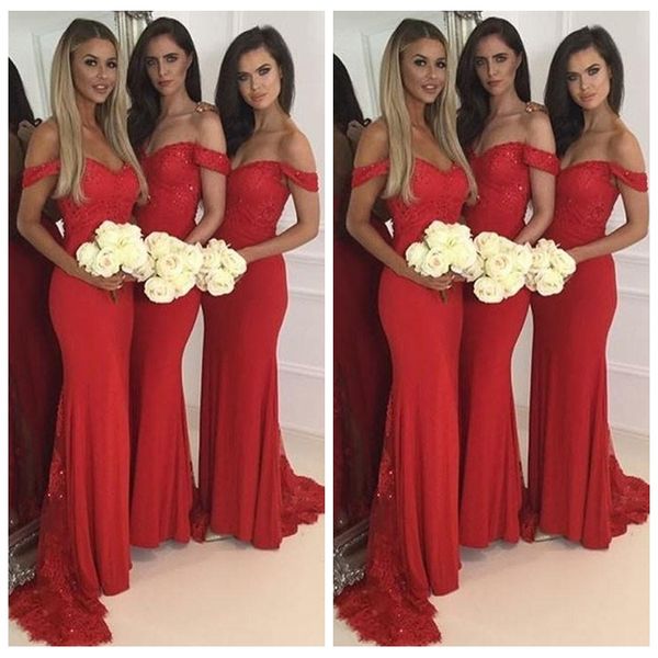 

2021 off the shoulder sweetheart lace appliqued beading short sleeve mermaid bridesmaid dresses custom vestidos prom party gowns, White;pink
