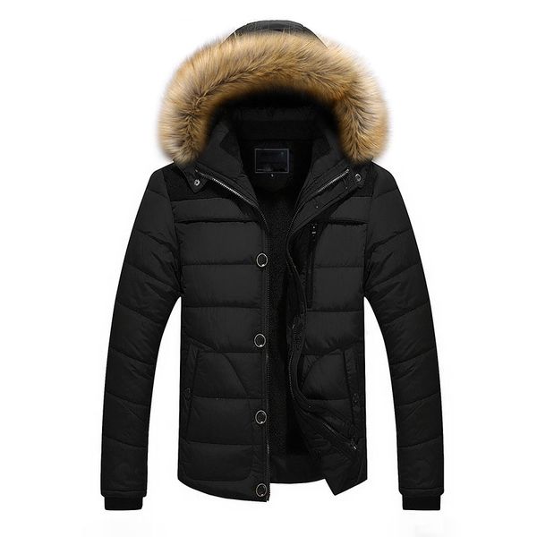 

parka men coats 2018 winter jacket casual men's coat thicken fur hooded warm outwear clothes male veste homme hiver, Black